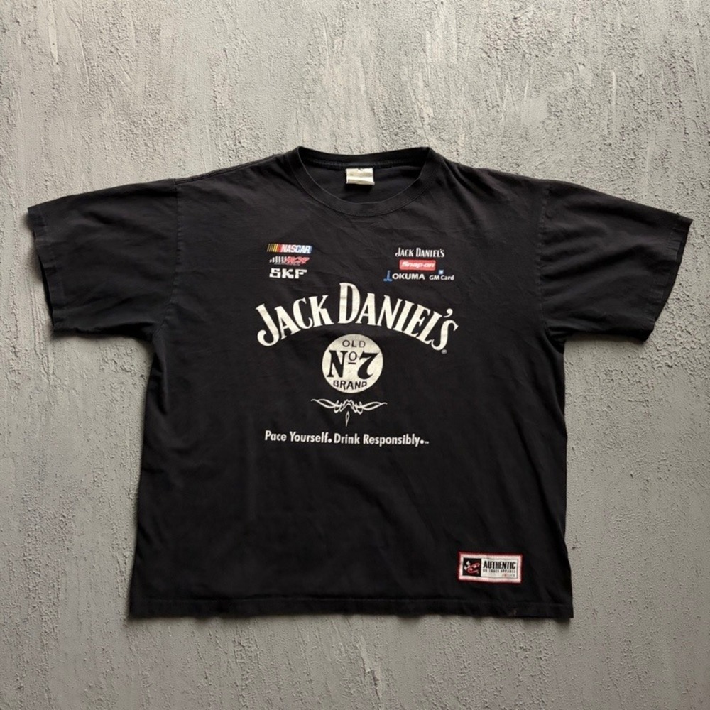 Vintage Chase Authentics Jack Daniels Shirt XL Black 2000s NASCAR Racing